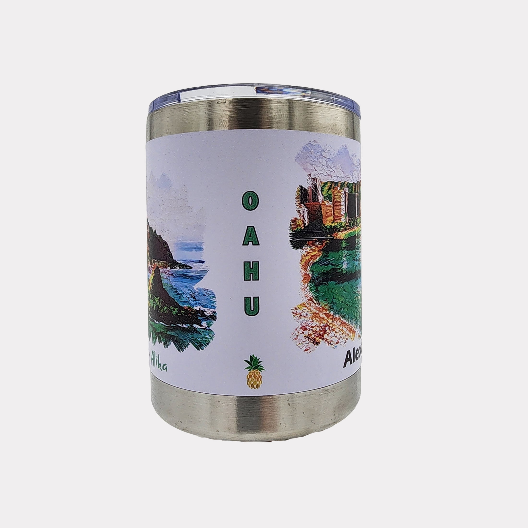 HPI Personalized Oahu Double Wall Stainless Steel Vacuum Insulated Lowball Tumbler with Lid 10oz