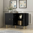 thumbnail image 6 of Modern Fluted Striped 4-Door Storage Cabinet with Gold Legs, Accent Storage Cabinet, Green, 6 of 8