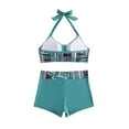 thumbnail image 4 of Wyobmus Women High Waist Swimsuit Bikini Set Vintage Two Piece Bathing Suit Tummy Control Halter Swimwear With Double Spaghetti Straps G-Green, 4 of 7