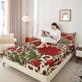 thumbnail image 4 of Homewish Boys Girls Animal Leopard Print Twin Sheet Sets 3pcs,Chic Floral Flower Rose Twin Fitted Sheet Microfiber,Brown Red Green Breathable Flat Sheet,Microfiber Bedroom Decor, 4 of 7