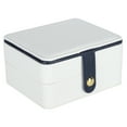 thumbnail image 2 of Caja de joyería portátil de viaje, organizador de caja de almacenamiento de collares, pendientes y anillos simples y elegantes, color blanco, 2 of 5