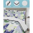 thumbnail image 3 of Quilt King Size Bedding Set, Spring Floral Checkered Reversible Summer Quilt 3 Pieces, Sage Green Purple Buffalo Plaid Lightweight Bedspreads Coverlets with 2 Pillow Shams for All Seasons, 3 of 5