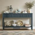 thumbnail image 2 of 60" Rustic Navy Entryway Console Table with 4 Storage Drawers & Bottom Shelf, Long Sofa Table for Hallway, Living Room, Foyer – Distressed Wood Finish, 2 of 11