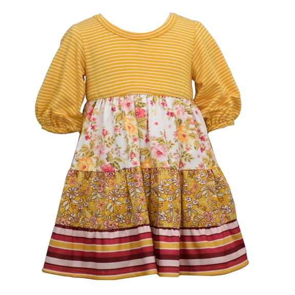 Bonnie Jean Big Girls Three Quarter Sleeves Mixed Print Knit Dress