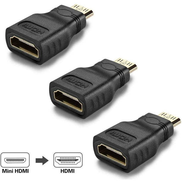 Adaptateur Mini HDMI vers HDMI, LSVTR Plaqué Or Mini HDMI Mâle vers HDMI  Femelle Jack Connecteur Compatible pour Raspberry Pi, 