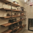 thumbnail image 2 of Industrial Iron Pipe Shelves, 3 Set 3-Tier, 28" Tall, 12" Depth, DIY Open Bookshelf Bookcase, Wall Mounted Vintage Retro Shelving, Rustic Farmhouse Pantry Kitchen Storage, Black Shelf Brackets, 2 of 10
