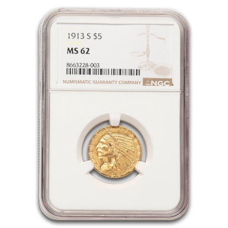 1913-S $5 Indian Gold Half Eagle MS-62 NGC