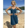 thumbnail image 3 of Oudiya Women's V Neck Sleeveless Nightgown Double Strap Cross Line Sexy Sleepwear, S-XXL, 3 of 5