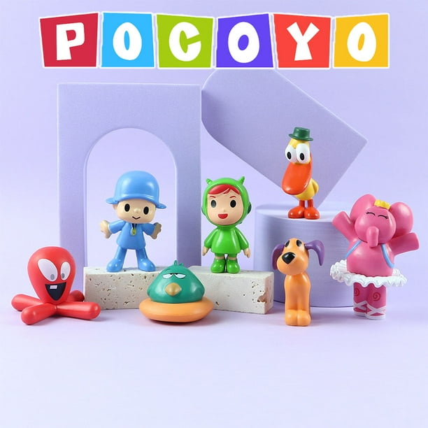 8cm Kawaii Pocoyo Animal juguete pájaro pato elefante figura muñeca modelo escena adornos Anime dibujos animados edición Q juguetes de Pvc gif de Navidad