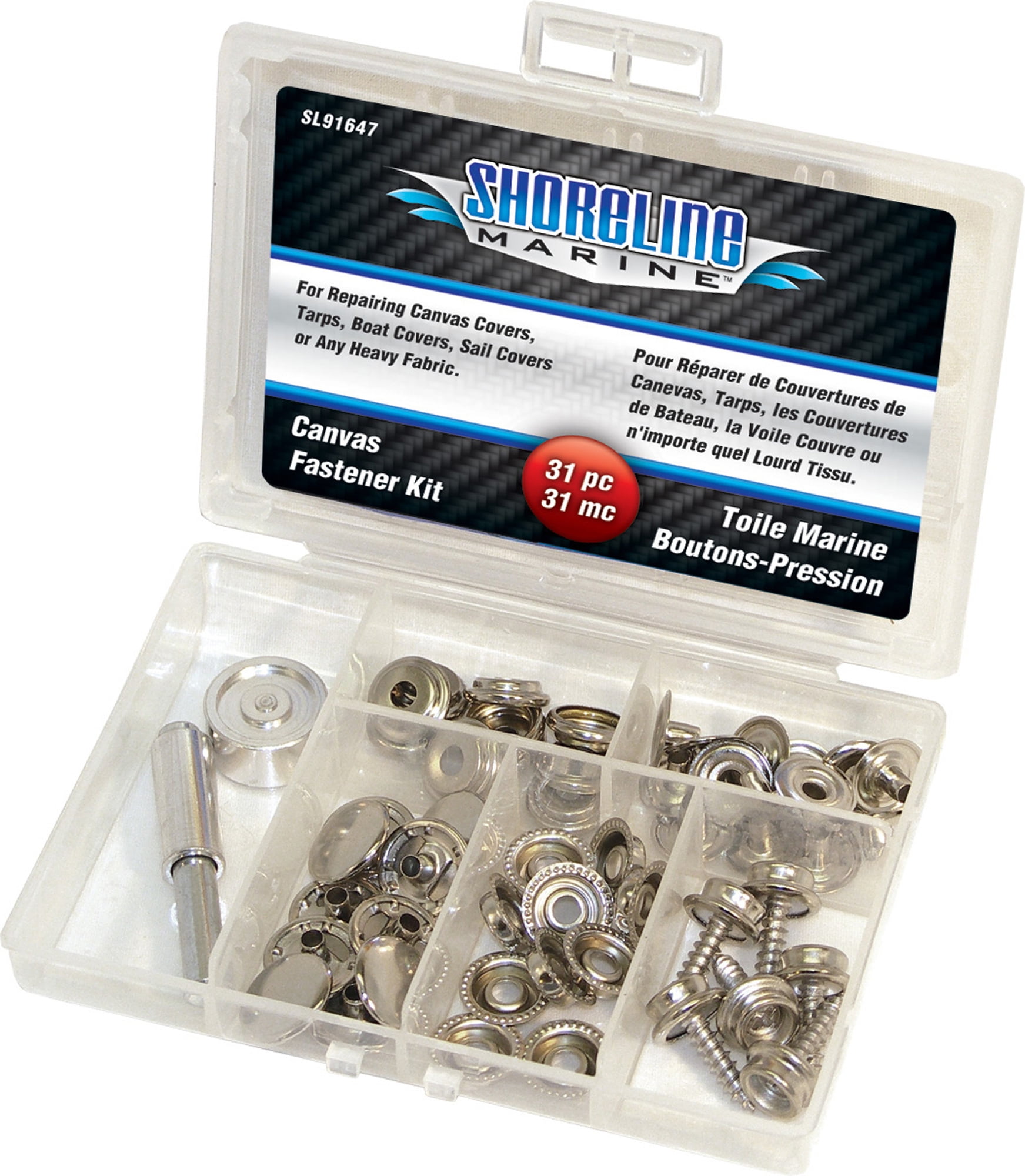 Shoreline Marine Canvas Fastener Kit, Assorted, 47piece