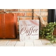 thumbnail image 3 of First Coffee Please Pink Shells 10 x 10 Wood Tabletop Sign Plaque, 3 of 4