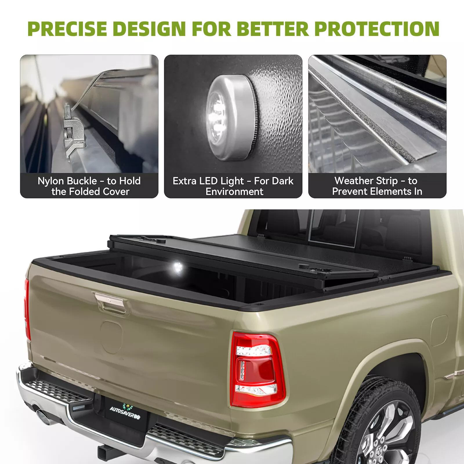RVNI 6.9FT Hard Tri-Fold Tonneau Cover For 2020-2023 2024 Silverado/Sierra 2500 HD 3500 HD