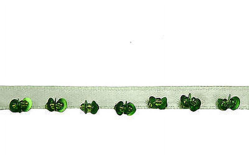 Lily 3/8" Beaded Ribbon Trim with Glass Beads Sequins Blue Green Black by yd