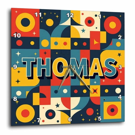 3drose, Thomas Male Name. the Geometrical Abstract Art Background. Funny Gift, 15x15 Wall Clock