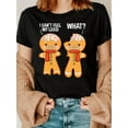thumbnail image 1 of Camiseta de manga corta de punto para mujer, con estampado navideño de hombrecito de jengibre y repostería, informal, de cuello redondo, para todas las estaciones, con estampado de dibujos animados y, 1 of 5