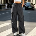 thumbnail image 4 of Aeguzox Womens Pants Elastic Waisted Outdoor Joggers Casual Loose Solid Color Cargo Pants with Multi-Pockets,Sizes S-2XL, 4 of 7