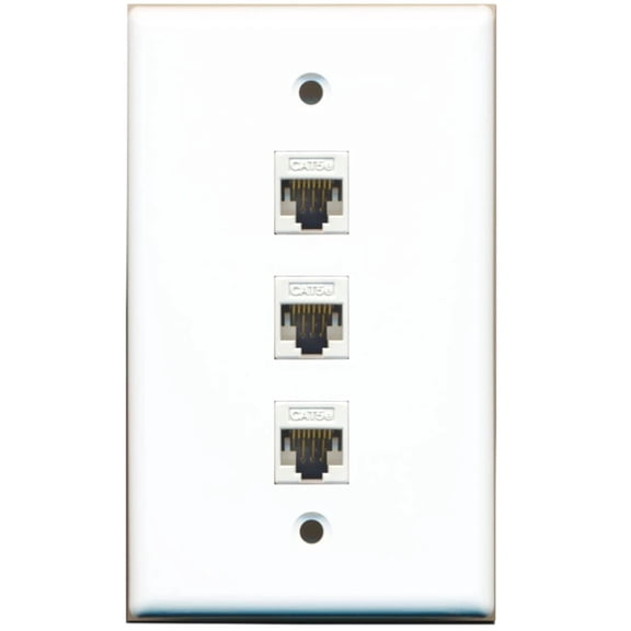Ultra Spec Cables 3 Port Cat5e Ethernet RJ45 Wall Plate Solid