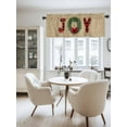thumbnail image 2 of Christmas Garland Valances for Windows, Joy Red Bow Vintage Brown Linen Winter Light Filtering Window Treatment Valances, Rod Pocket Small Curtains for Kitchen/Bathroom, 54"x18", 2 of 9