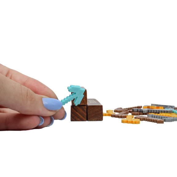Clever Contraption Set of 5 Pixel Tool Charms – Pickaxe, Axe, Sword, Shovel, Hoe – Custom Material Choice