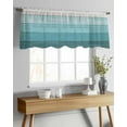 thumbnail image 4 of Teal Ombre Valance Curtains for Kitchen/Living Room/Bathroom/Bedroom Window, Farmhouse Vintage Wooden Striped Rod Pocket Small Topper Half Short Window Curtains Voile Sheer Scarf 42"x12", 4 of 8