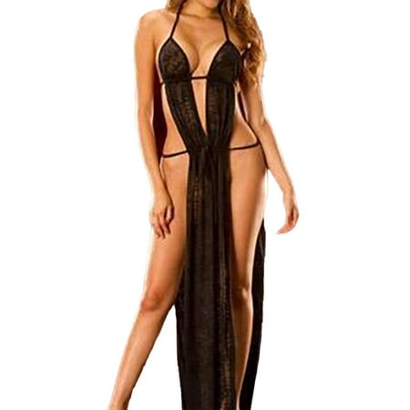 HYSYSB Nightgowns for Women women s Chemises & Negligees nighty for Women spaghetti Strap Nightgown +briefs Dress Nightwear Lingerie Women Long Sleepwear Underwear chemise for Women Black XL