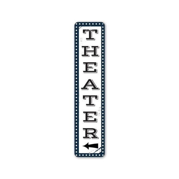 Vertical Theater Aluminum Metal Decor Sign - 4x18 inches