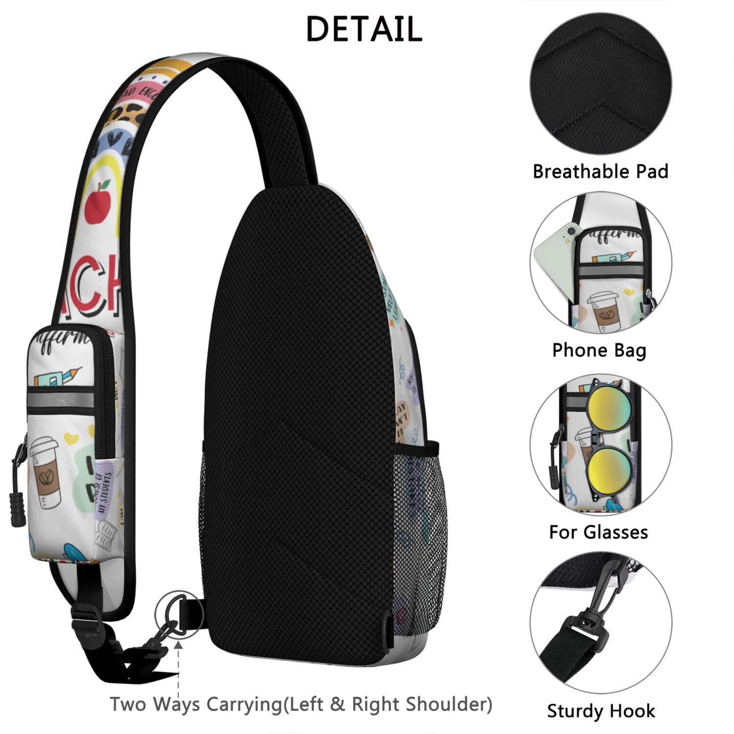 Pattern Sky Tree Aesthetic Lightweight Sling Bag for Women Men – Anti-theft back pocket, Compact design, Adjustable shoulder strap – Artistic Pattern Design for Travel, Hiking, Outdoor