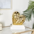 thumbnail image 3 of 8" x 8" Gold Porcelain Ceramic Dimensional Origami Inspired Angled Heart Sculpture with Faceted Exterior, by DecMode, 3 of 12
