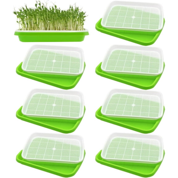 8-Pack Seed Sprouter Tray Microgreens Growing Trays BPA Free Seed Germination Propagation Soil-Free Wheatgrass Bean Nursery Tray with Planting Paper for Indoors or Outdoors