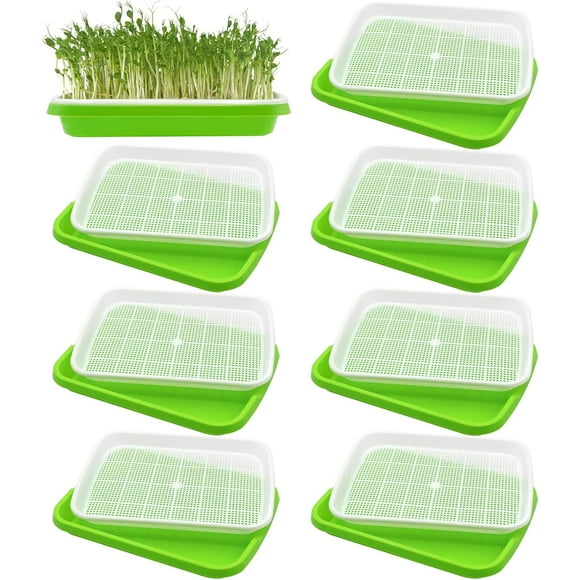 HWZWT 8 Pack Seed Germination Tray Soilless Wheatgrass Bean Seed Planting and Storage Tray Seedling Tray