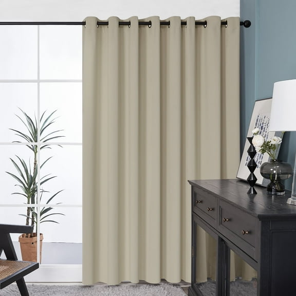 Deconovo Extra Wide Blackout Curtains 84 inches Long- Large Grommet Thermal Curtains for Patio Door (100W x 84L inch, Beige, 1 Panel)
