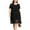 Black, variant on Women Casual Plus Size Sheer Lace Sleeve High Low Hem O-Neck Swing Dress