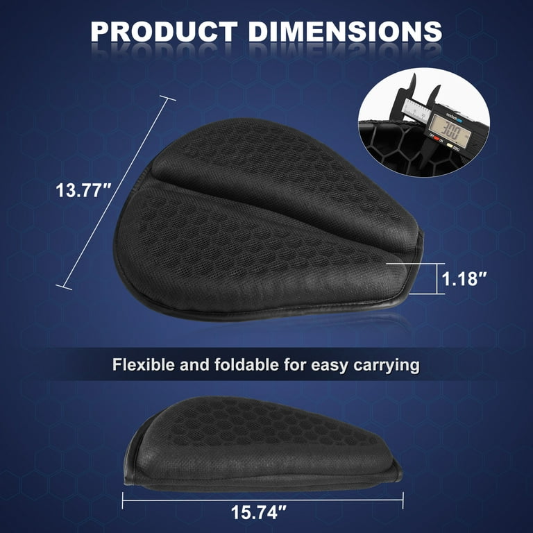 SKYJDM Foldable Motorcycle Gel Seat Cushion Large 3D Honeycomb Structure Shock Absorption Breathable Pad for Long Rides L at MechanicSurplus.com