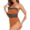 thumbnail image 3 of Hilor Womens Bandeau One Piece Bathing Suits Tummy Control Swimsuit Halter Swimwear Monokini, 3 of 8