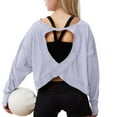 thumbnail image 2 of XQYLOS Girls Backless Tops, Loose Long Sleeve Hollow Out Round Neck T Shirt, Casual Sheer Summer Fashion Blouse, 2 of 5