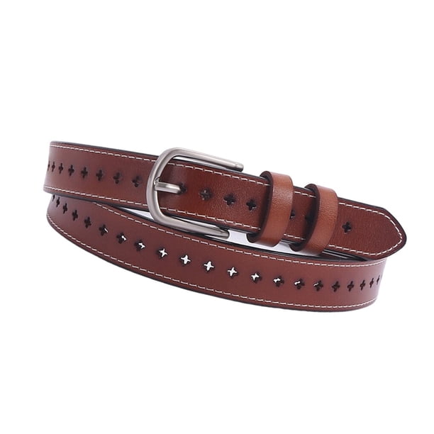 Guardurnaity Cinturón de mujer portátil Casual Formal Pin hebilla longitud ajustable Jeans cuero cintura cinturones Festival cumpleaños regalos Cinturones Marron oscuro
