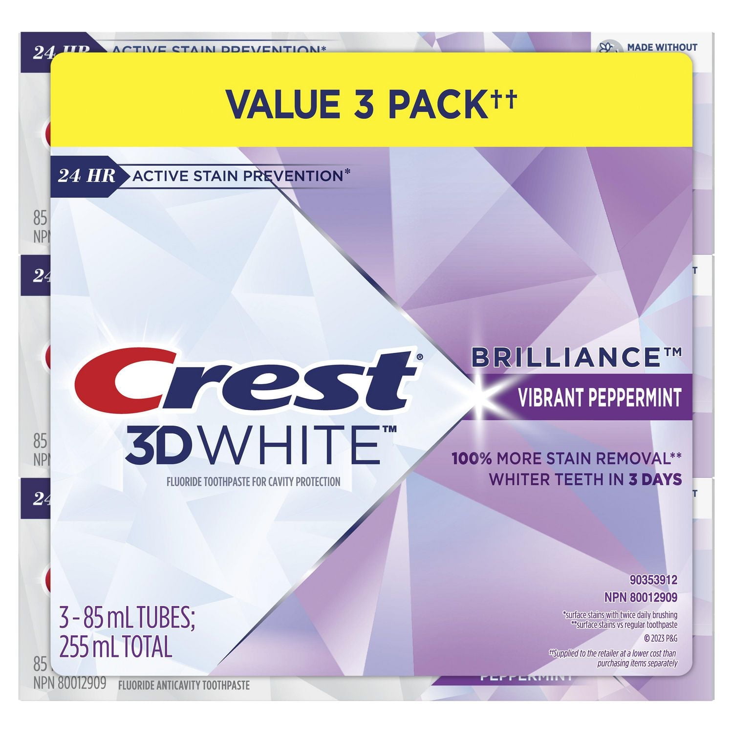 Dentifrice blanchissant Crest 3D White Brilliance, Menthe poivrée pétillante