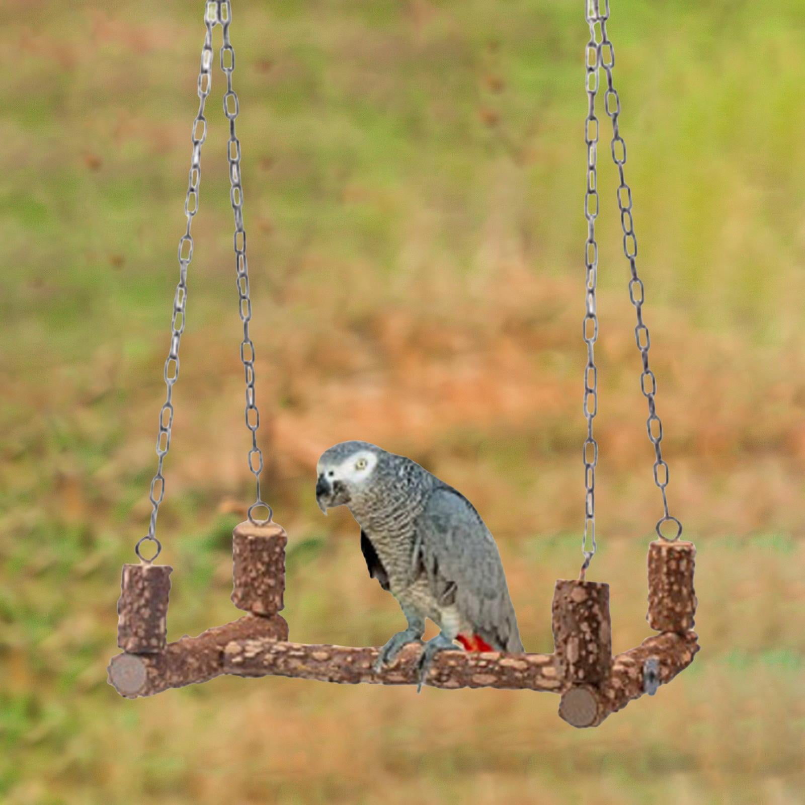Bvdfgk Parrot Wooden Stand Swing Cage Hanging Chewing Bite Perch Bird Toy Swinging Toys