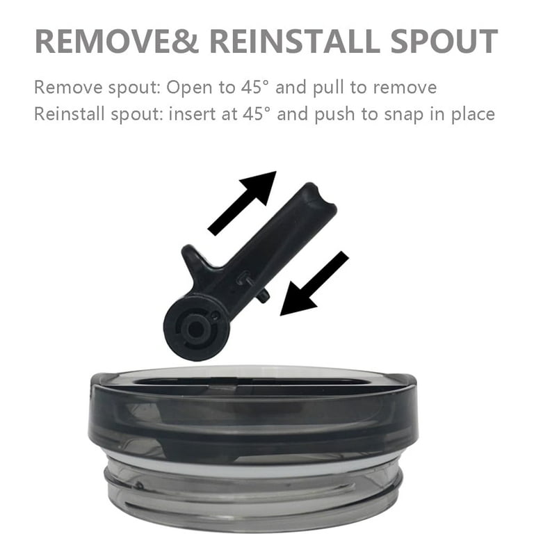 Leakproof Flip Straw Lid 40 oz, Replacement for Quencher H2.0 ProTour Tumbler, Removable Spout, , Black