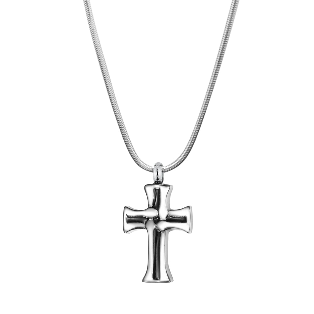 Flower Crystal Inlay Cross Cremation Jewelry for Ashes Pendant Holder Urns Pet/Human Keepsake Memorial Necklace for Men Women
