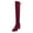 Red, variant on TIREOW Women's Over The Knee Suede Boots Sexy Pointed Toe Solid Color Thigh High Chunky High Heel Boot Pull On Stretchy Long Boots Zipper Lace Up Long Boots