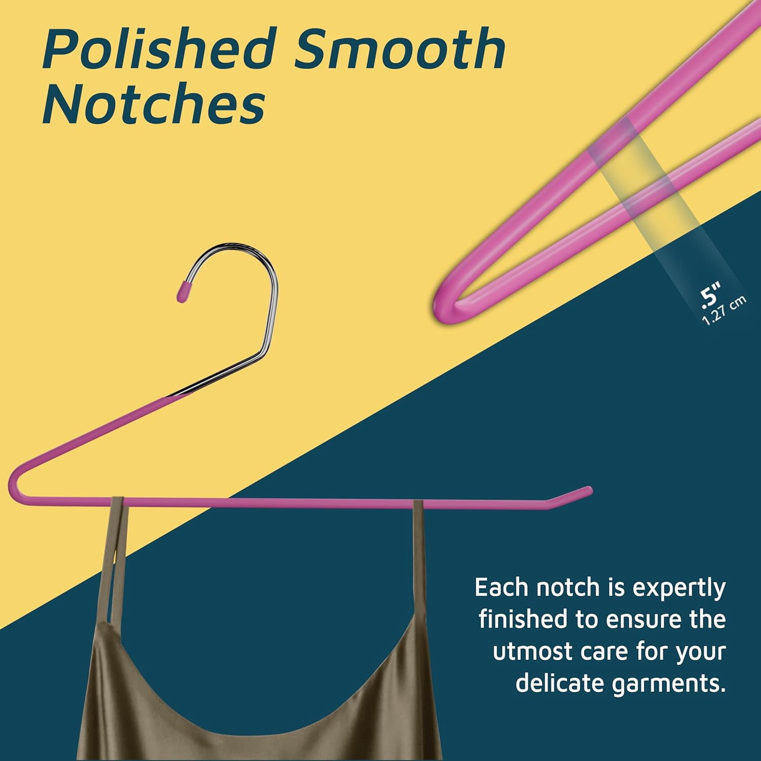 Metal Pants Hanger Set - 20 Pieces Elegant Non-Slip Closet Space Saving Hanger Set for Pants, Trouser, Blankets, and Jeans with Open Ended Sleek Design - Pink