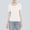 White, variant on Chuancc Women Built-in Bra T Shirt Top Short Sleeve Crew Neck Basic Tees Casual Ribbed Knit Fitted Going Out Tops Black L