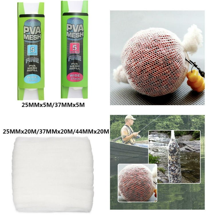 5M/20M 25/37/44MM Portable Refill Rig Baits Tackle Accessories Soluble Bait  Wrap Bag Water Soluble Sack Carp Coarse Fishing PVA Lure Mesh 25MMX20M