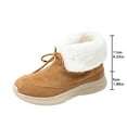 thumbnail image 2 of Brown Women'S Cozy Winter Fleece-Lined Ankle Boots With Lace-Up Round Toe Platform Sole Casual Comfortable Snow Boots For Cold Weather, 2 of 9