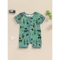 thumbnail image 4 of Aojekbee Baby Boys Jumpsuit, Short Sleeve Crew Neck Zipped Horse Print Summer Romper Clothes for Casual Daily, 4 of 10