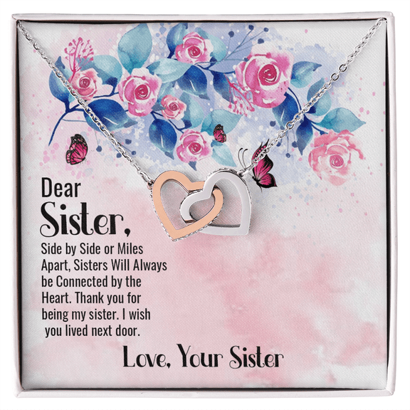 To My Sister Connected by Heart Inseparable Necklace