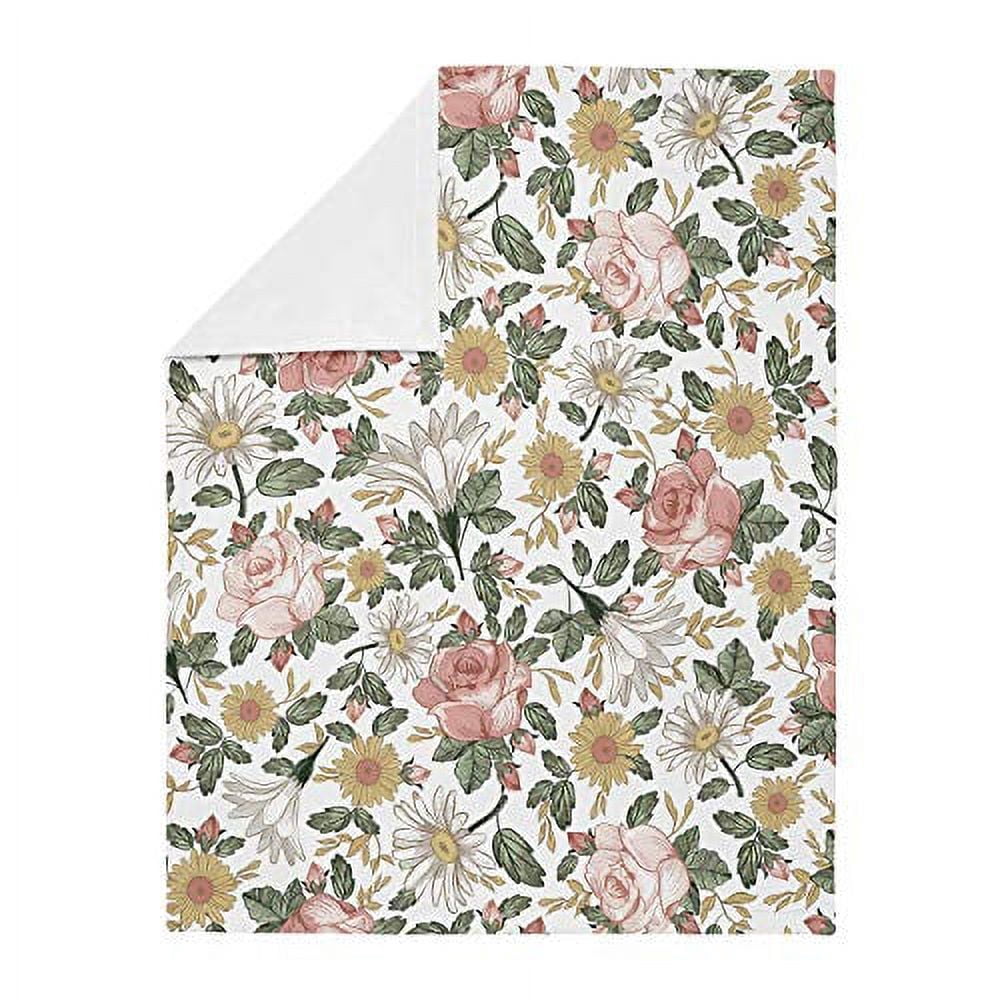 Sweet Jojo Designs Vintage Floral Pink Green and Yellow Baby Security Blanket
