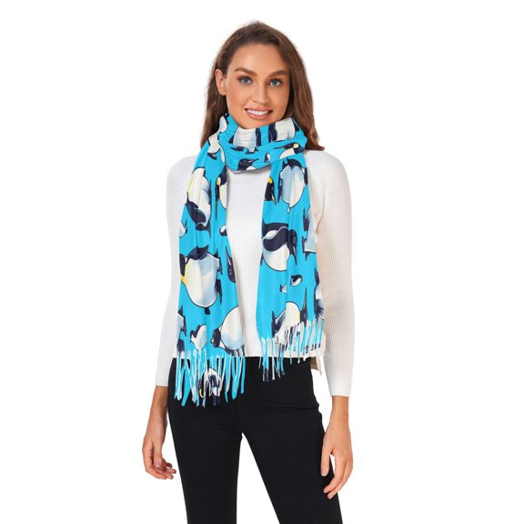 Winter Scarves for Women Cute Penguins Fashion Pashmina Shawl Wraps Long Blanket Scarf for Fall Spring