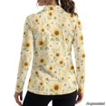thumbnail image 3 of Xoenoiee Sunflower Daisy Bee Print Women's Golf Polo Shirt Long Sleeve Shirts V-Neck Collared Lightweight Blouses Breathable Athletic Tennis Shirts Moisture Wicking Quick Dry Workout Top, Size XS, 3 of 7